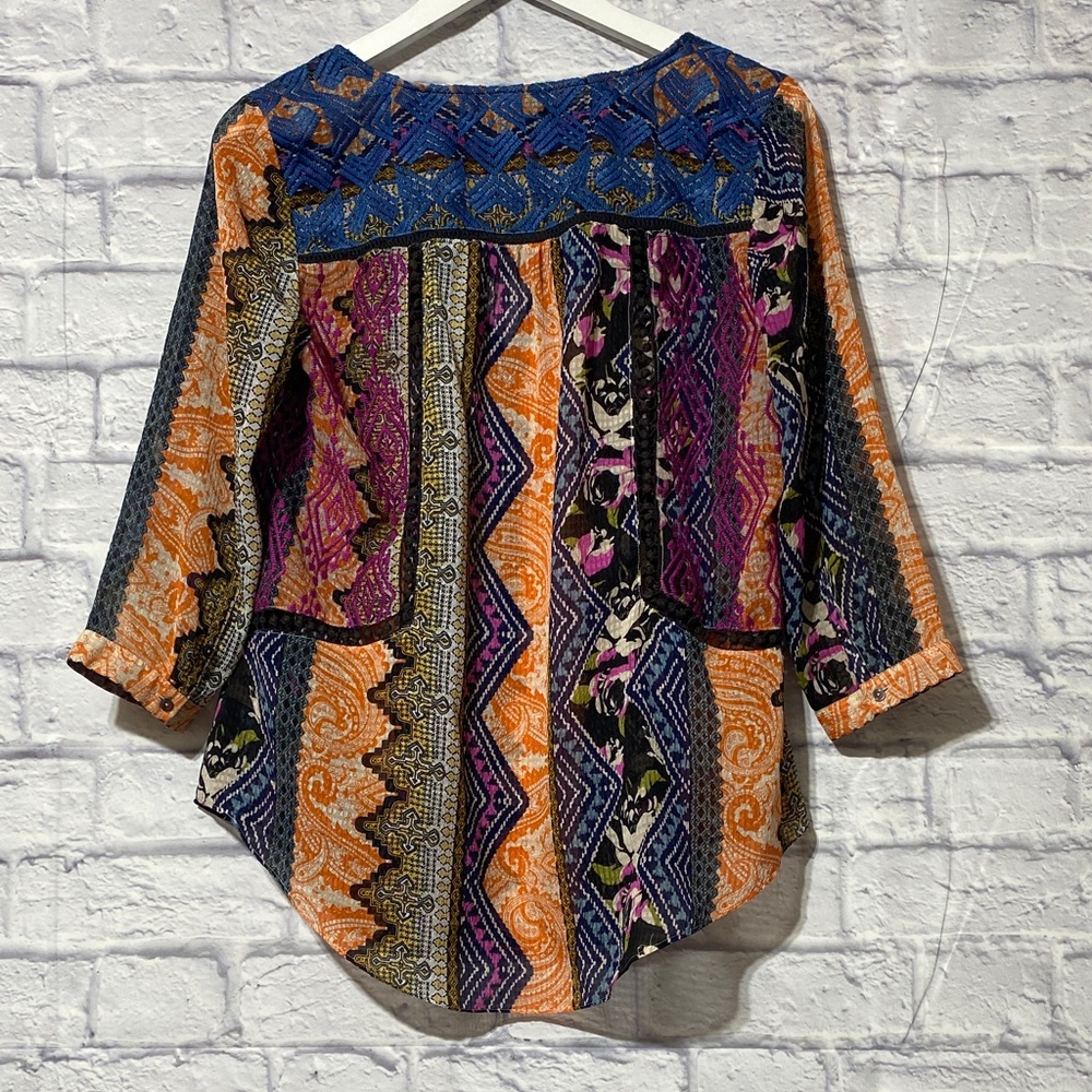 Anthropologie Colorful Patchwork Blouse - Picture 6 of 11